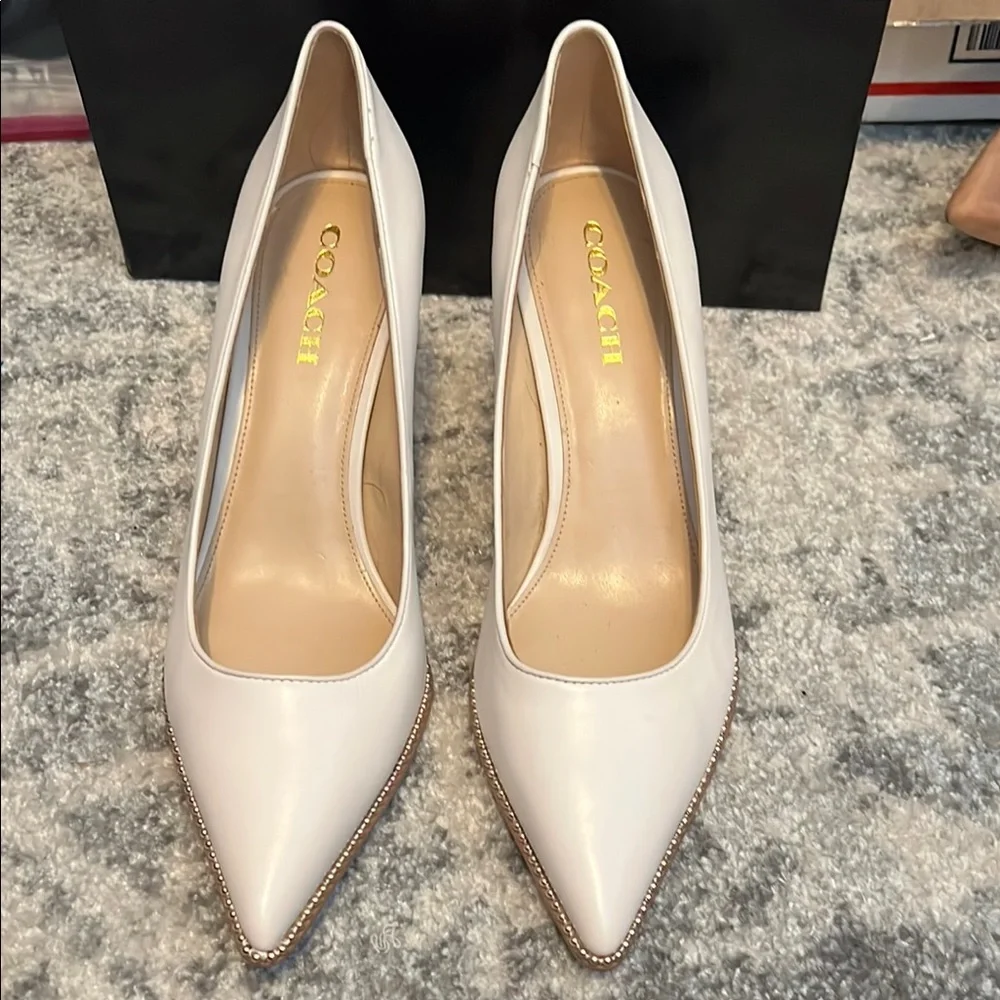 Coach White Elegant Pointed-Toe Heels - Picture 1 of 7